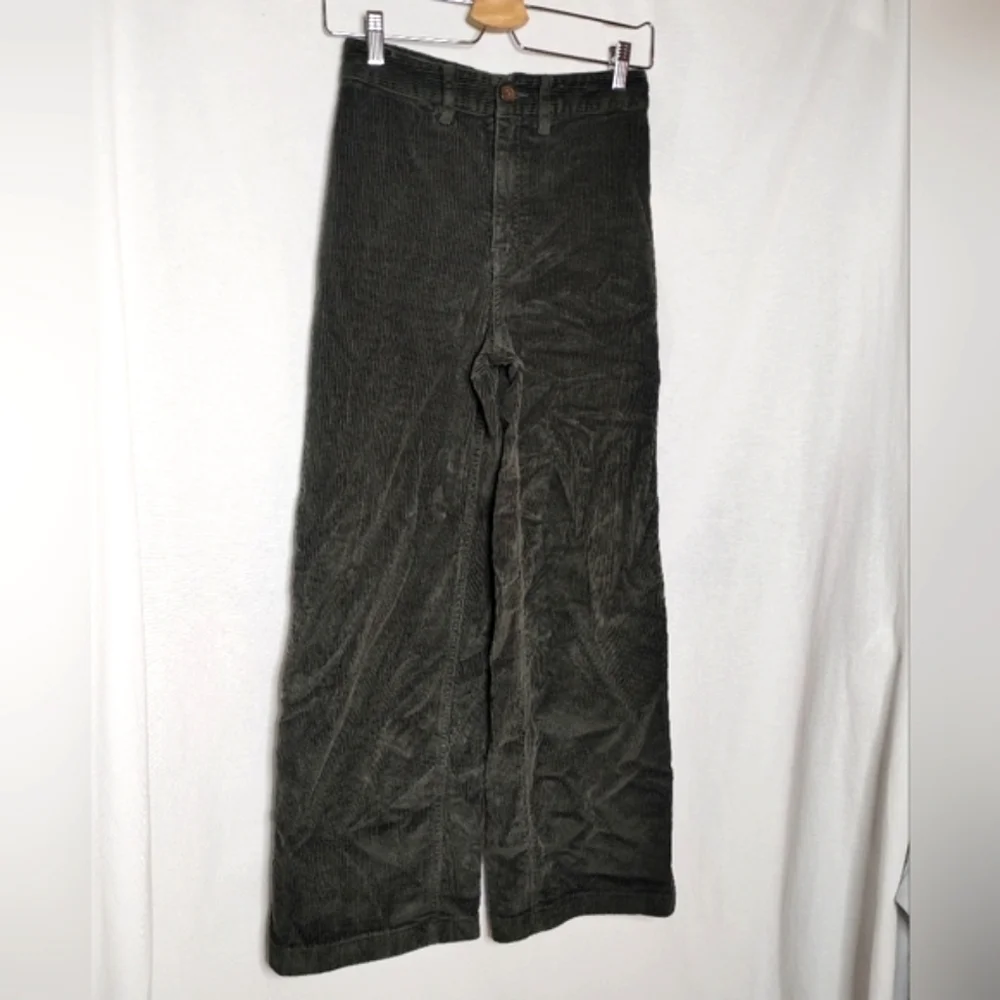 Aritzia Wilfred Free Corduroy Pants Wide Leg High‎ Rise Ankle Olive Green Size 2 - Picture 4 of 10